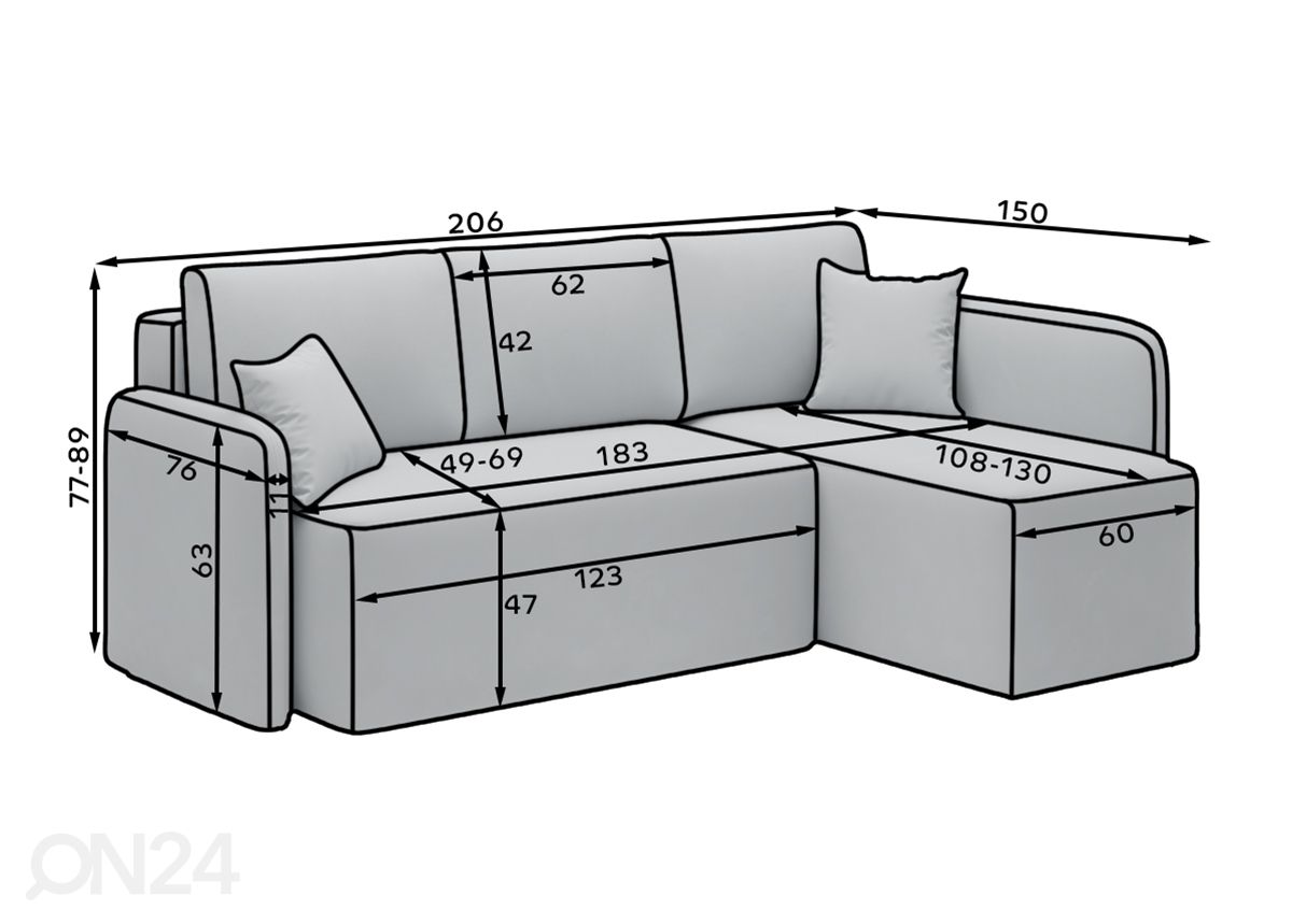Угловой диван-кровать Hadson увеличить размеры