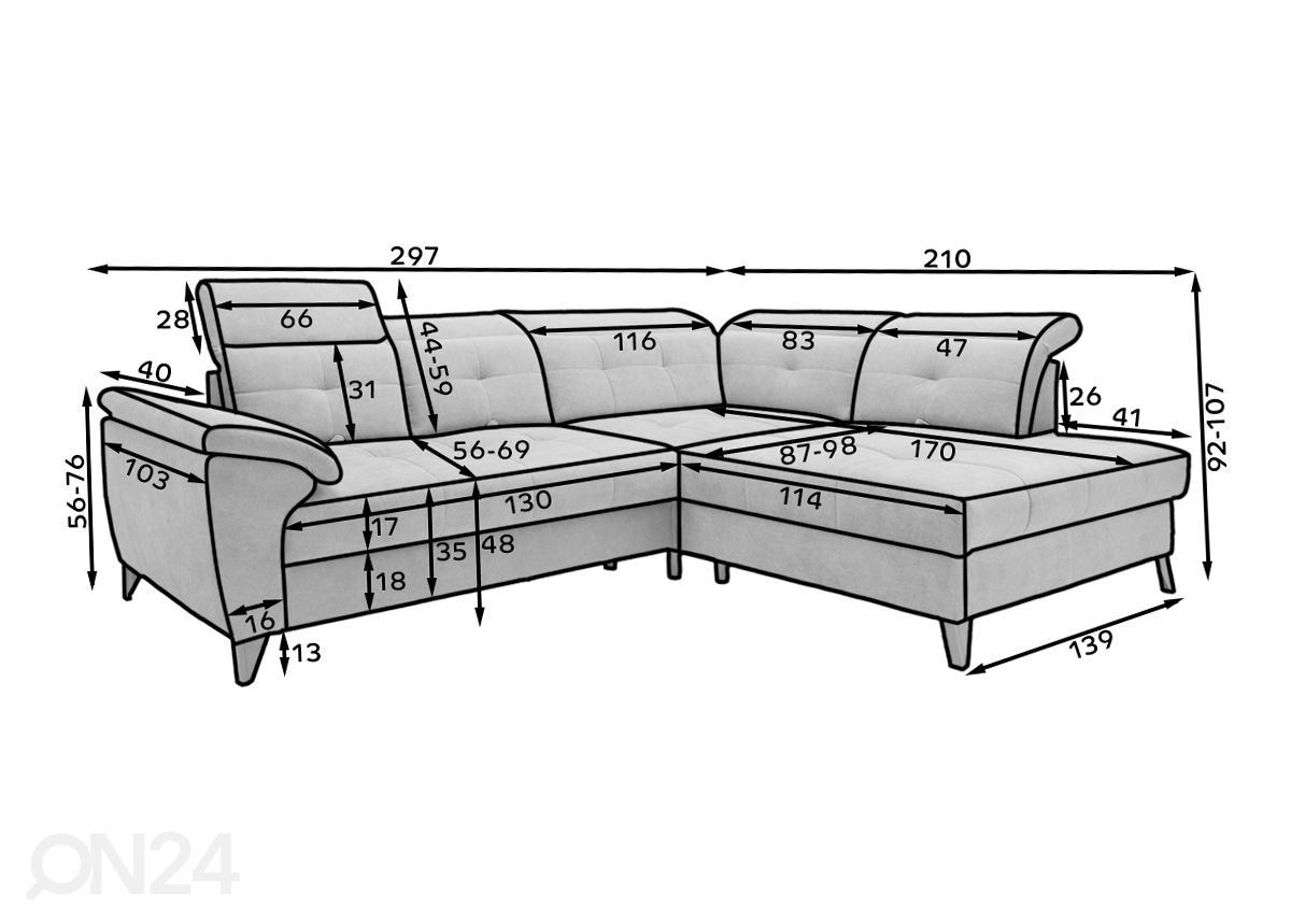 Угловой диван-кровать Inferne увеличить размеры