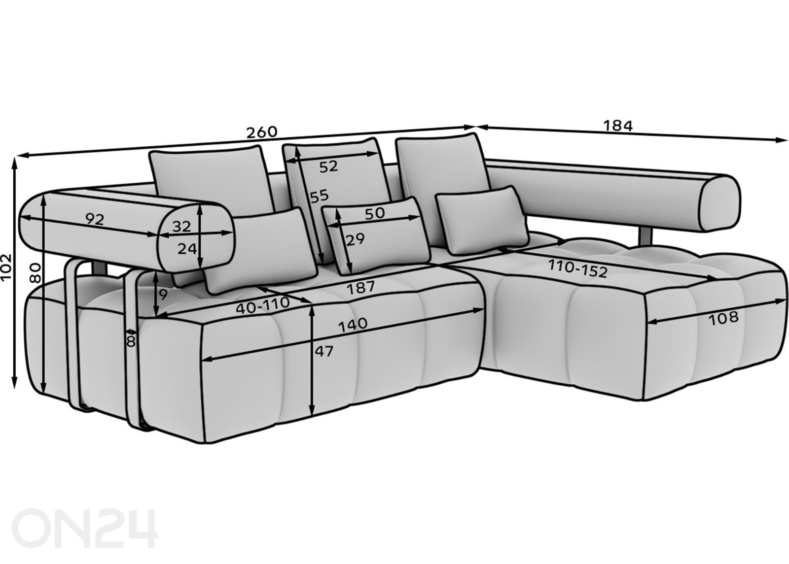 Угловой диван-кровать Levvi увеличить размеры