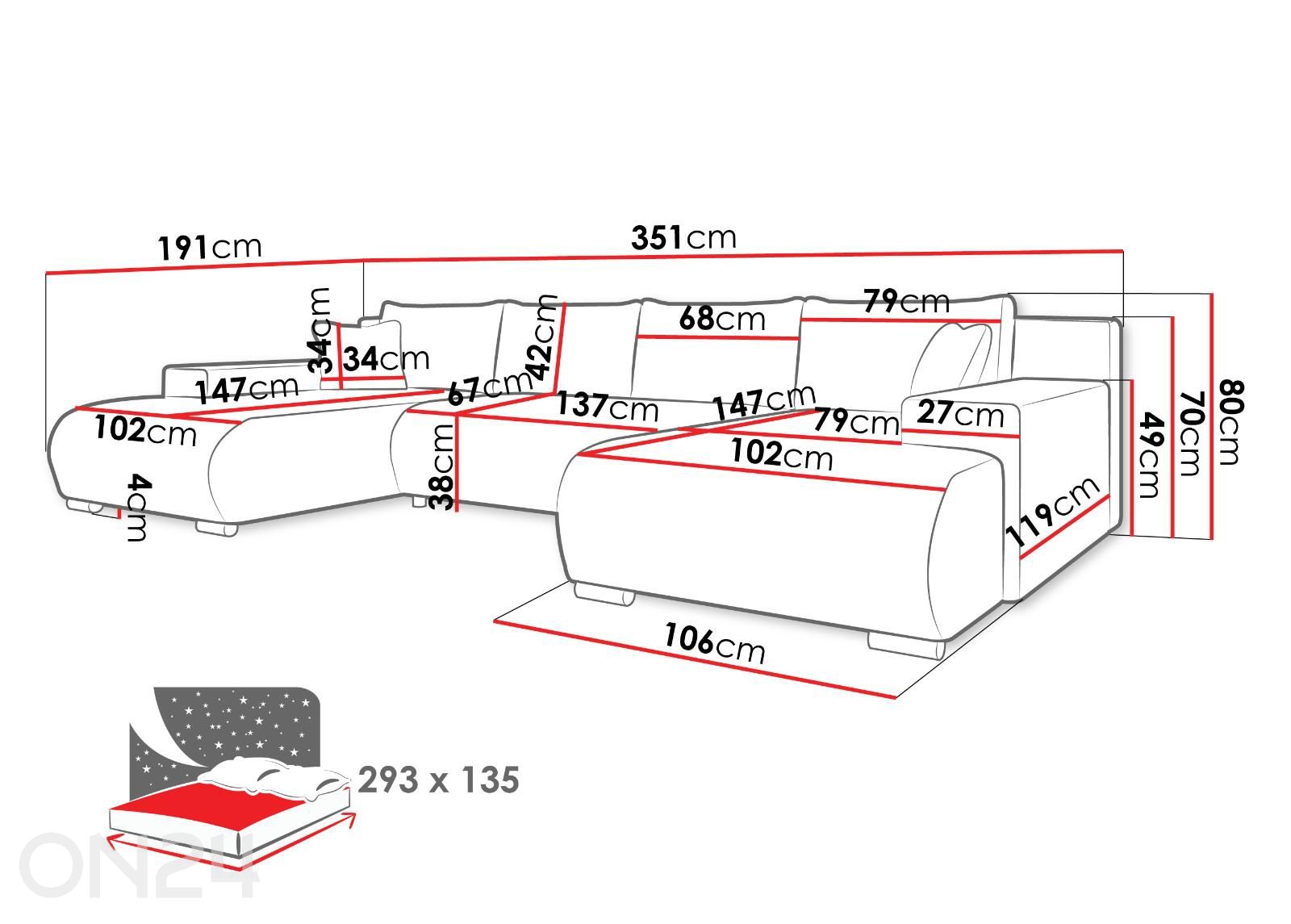 Угловой диван-кровать Nojan увеличить размеры