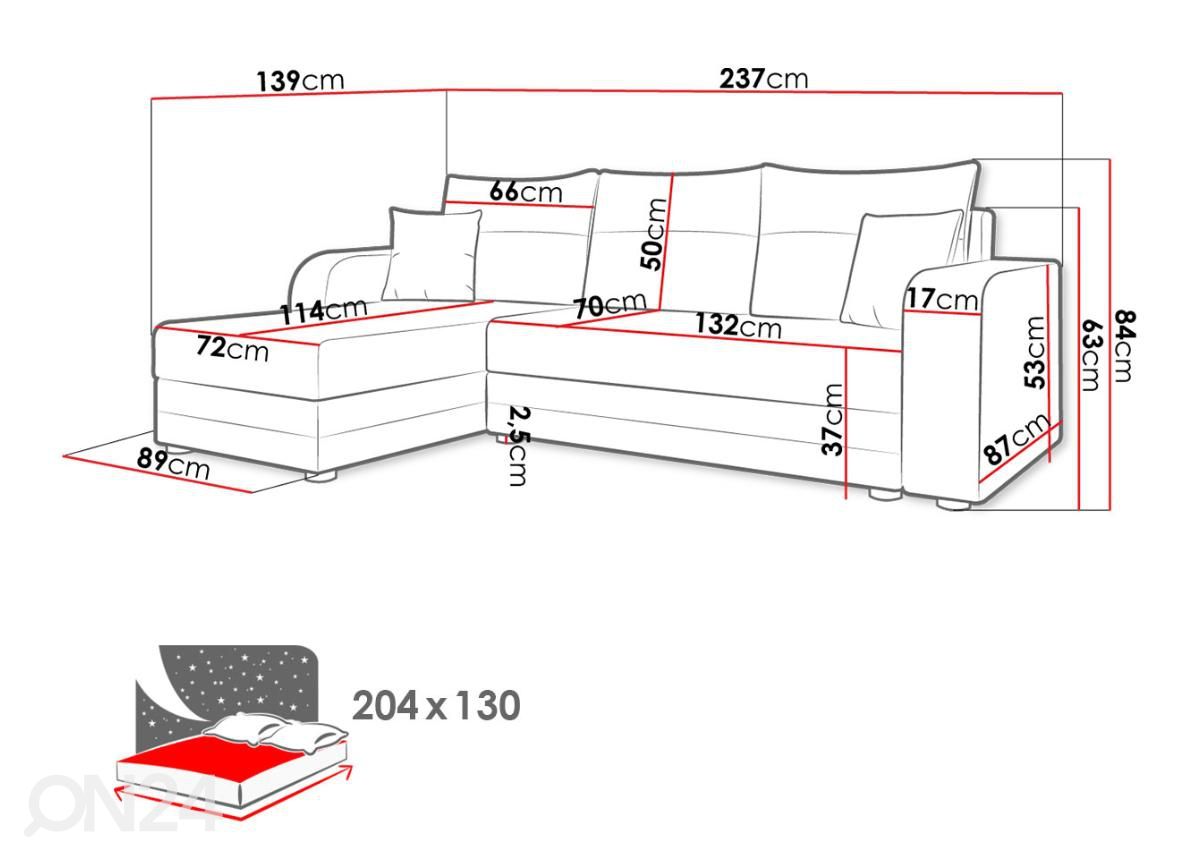 Угловой диван-кровать Oslo увеличить размеры