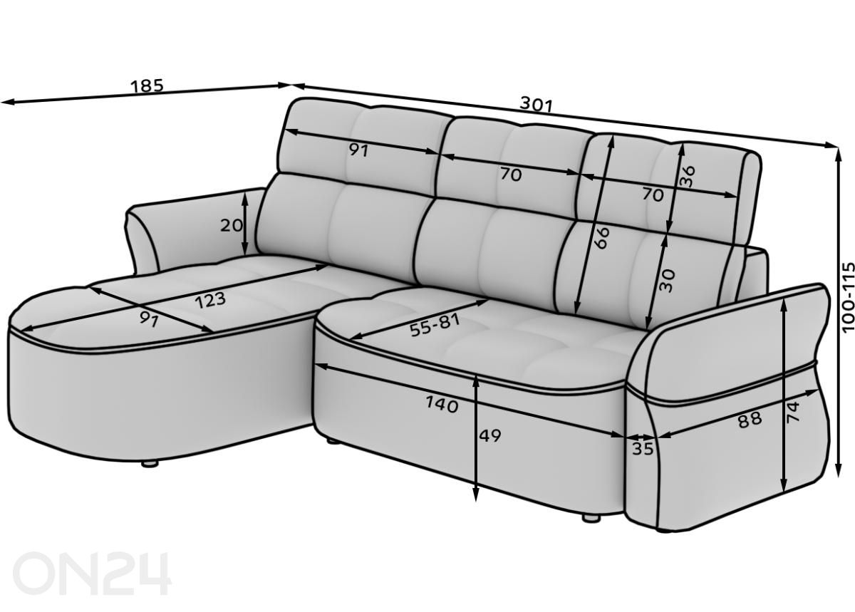 Угловой диван-кровать Pearl увеличить размеры