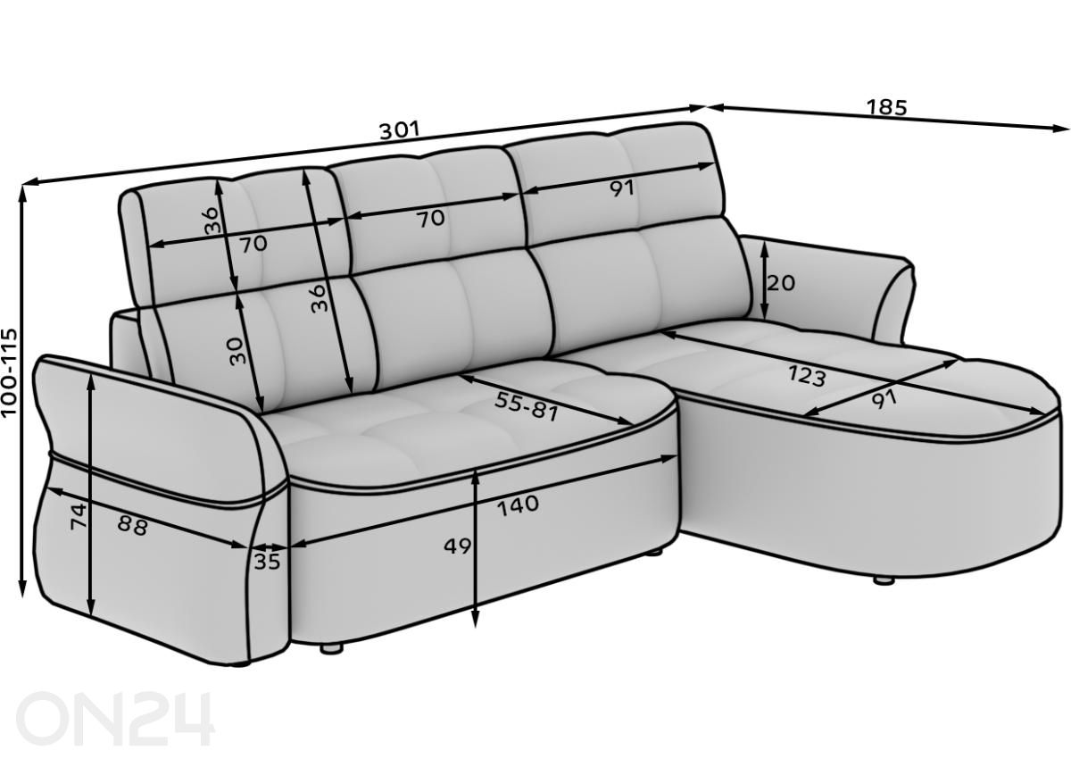 Угловой диван-кровать Pearl увеличить размеры