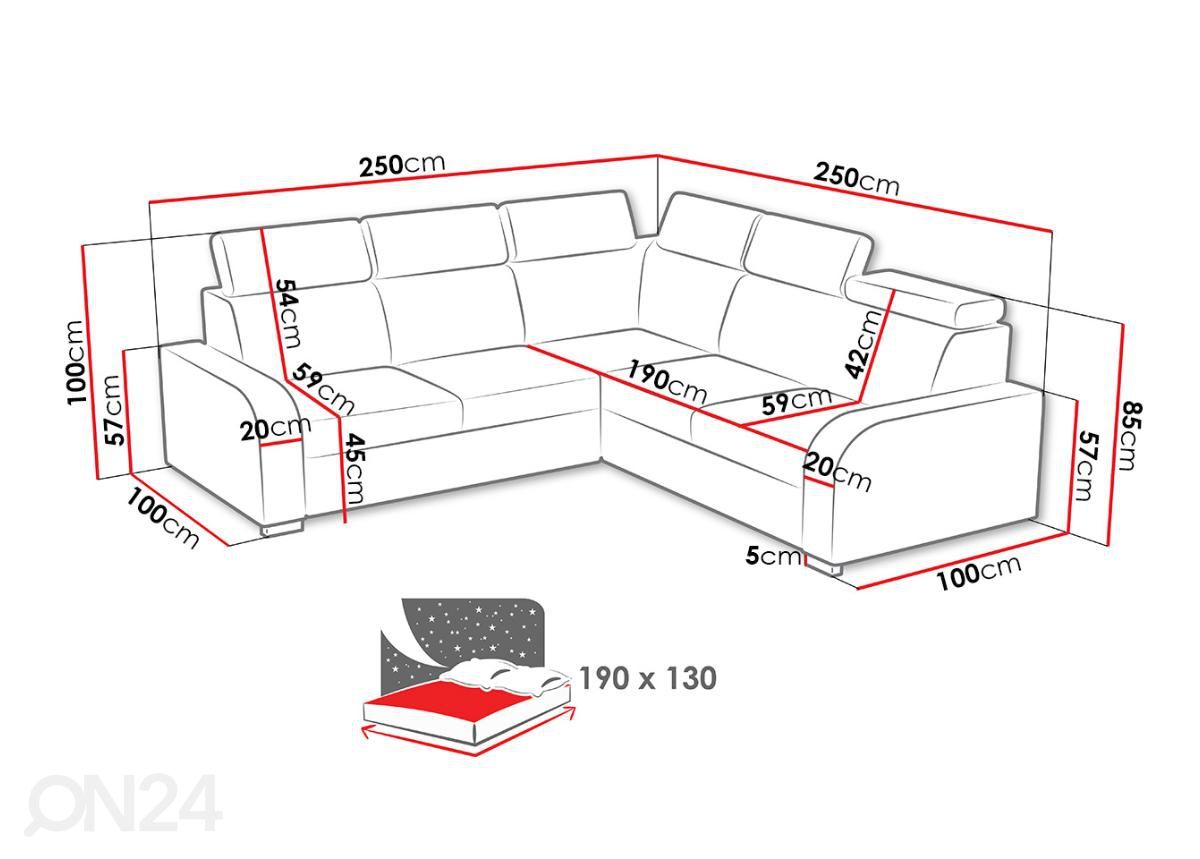 Угловой диван-кровать Trieste увеличить размеры