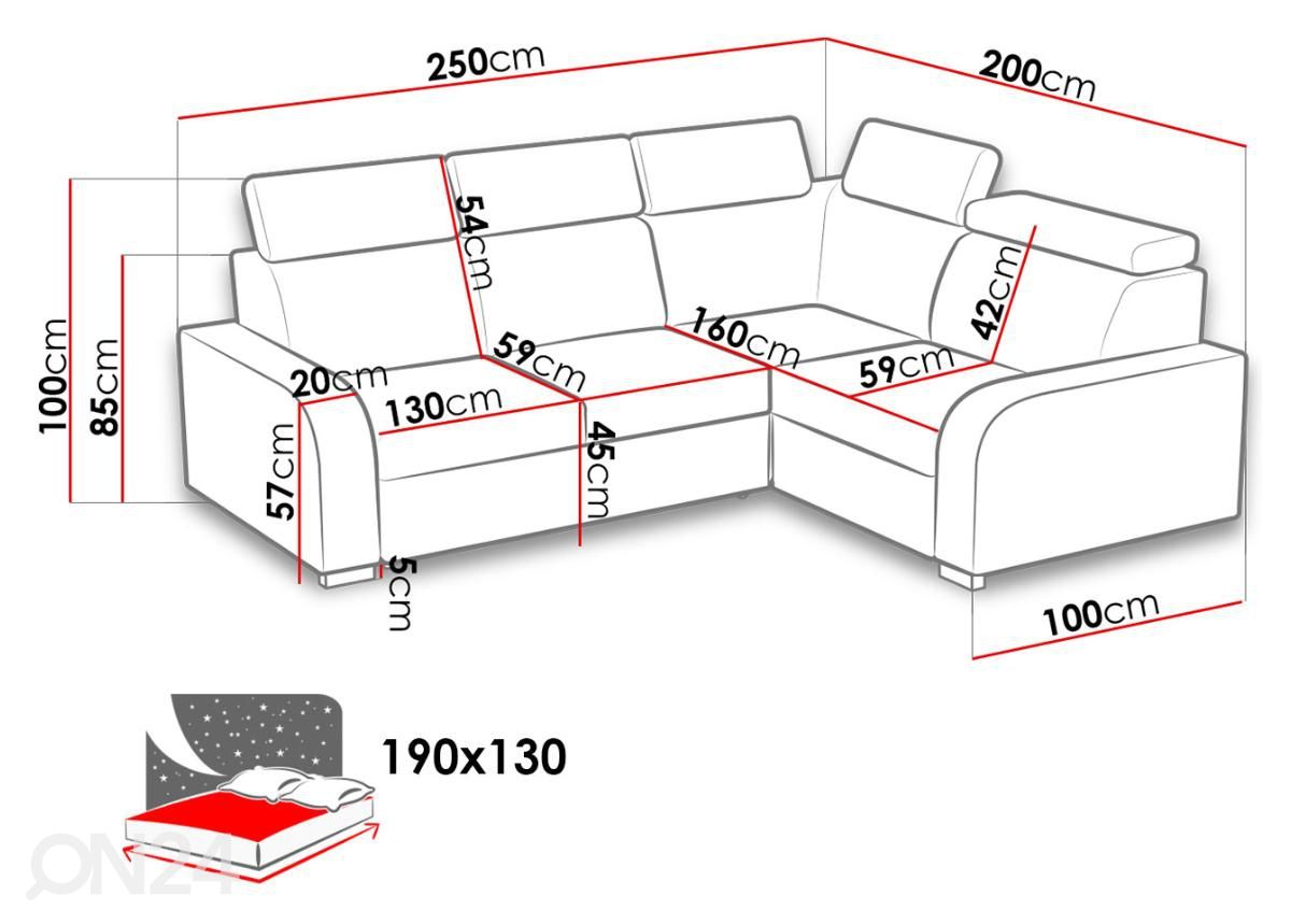 Угловой диван-кровать Trieste увеличить размеры