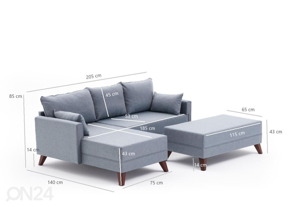 Угловой диван + пуф увеличить размеры