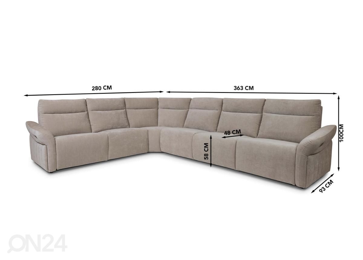 Угловой диван Hayes электрический реклайнер увеличить размеры