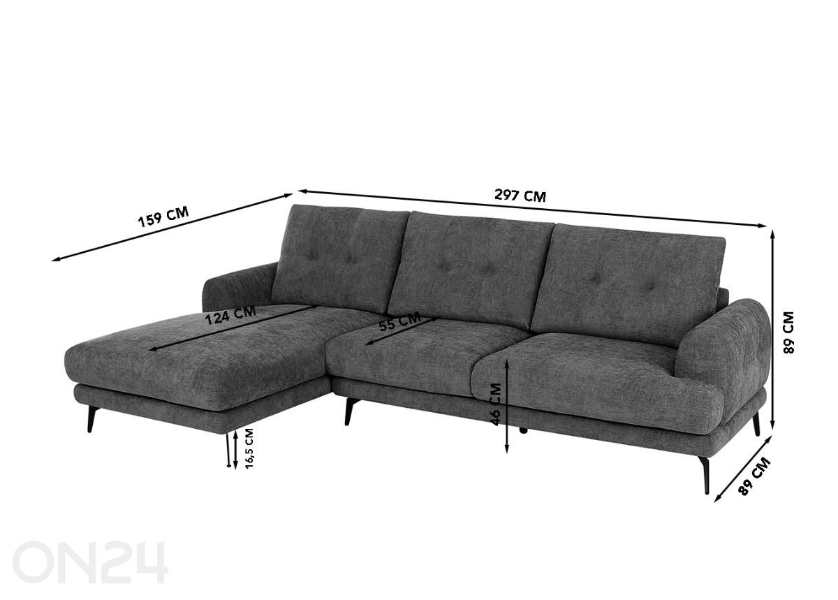 Угловой диван Valor темно-серый увеличить размеры