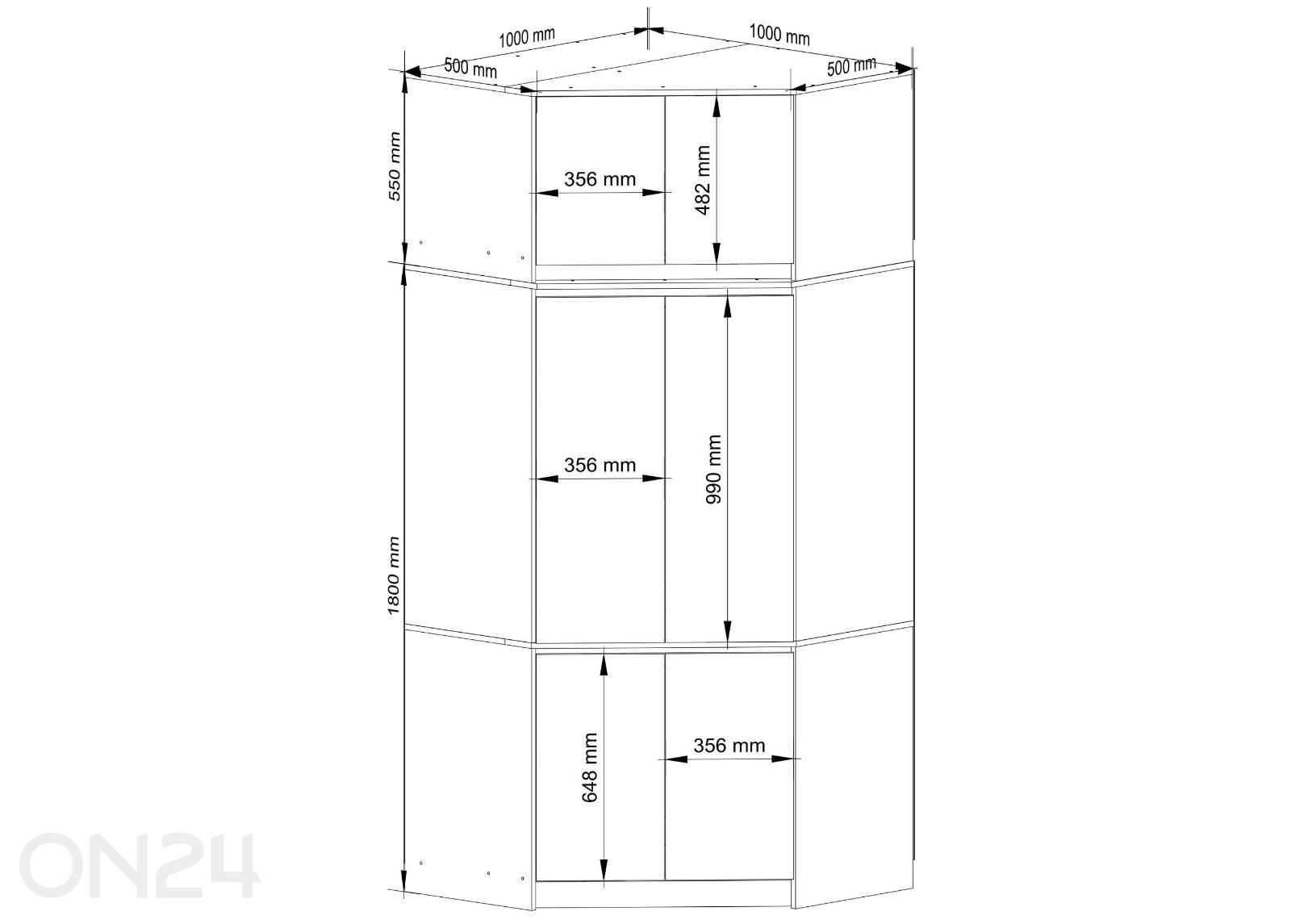 Угловой шкаф S100 II увеличить размеры