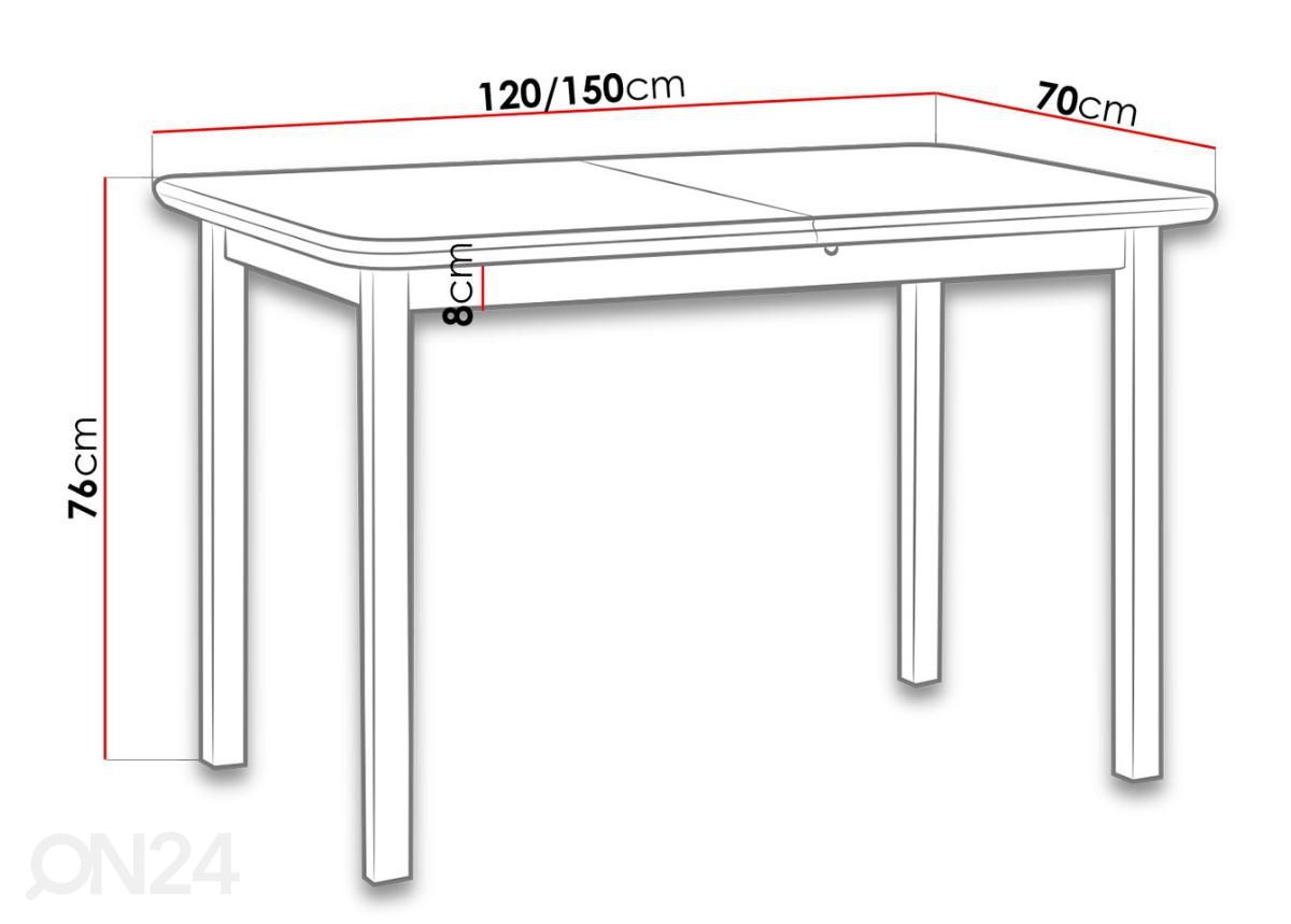 Удлиняющийся обеденный стол 120-150x70 cm увеличить размеры