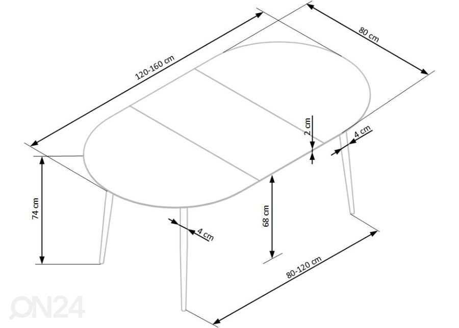 Удлиняющийся обеденный стол 120/160x80 cm увеличить размеры