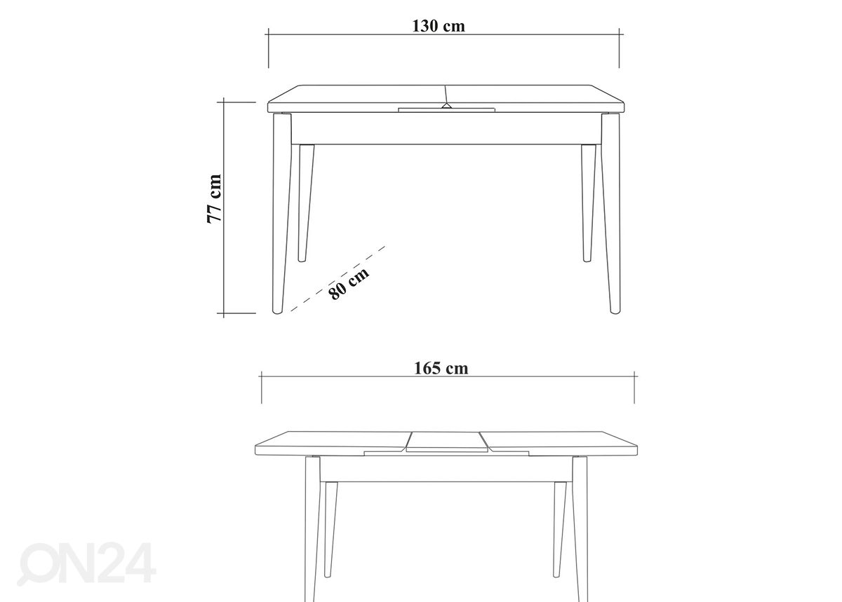 Удлиняющийся обеденный стол 130/165x80 cm увеличить