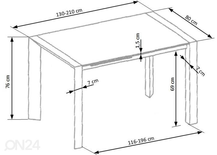 Удлиняющийся обеденный стол 130/210x80 cm увеличить размеры