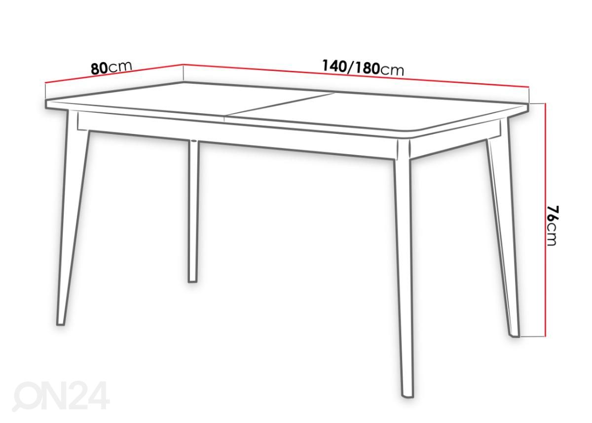 Удлиняющийся обеденный стол 140/180x80 cm увеличить размеры