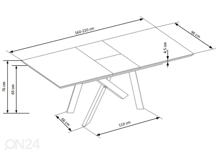 Удлиняющийся обеденный стол 160/200x90 cm увеличить размеры