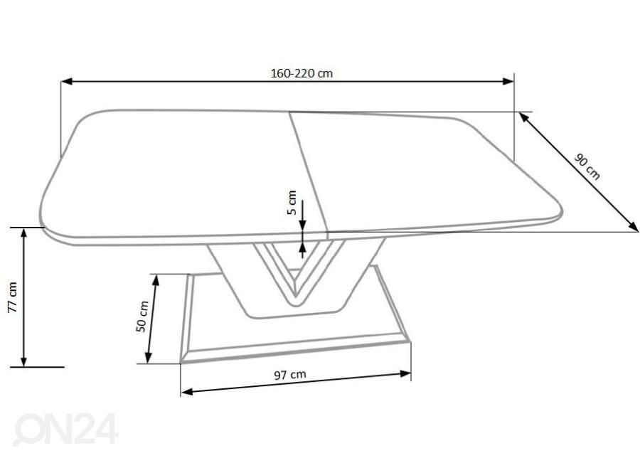 Удлиняющийся обеденный стол 160/220x90 cm увеличить размеры