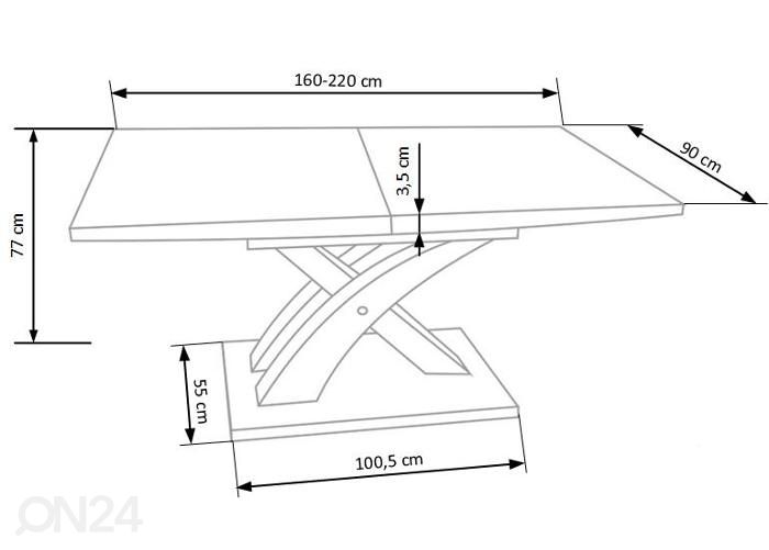 Удлиняющийся обеденный стол 160-220x90 cm увеличить размеры