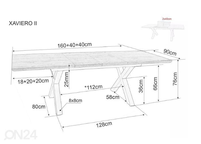 Удлиняющийся обеденный стол 160/240x90 см увеличить размеры