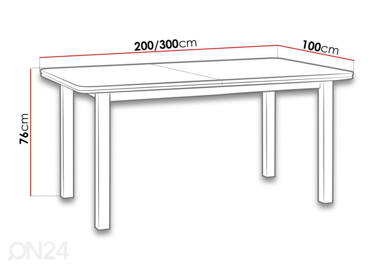Удлиняющийся обеденный стол 200-300x100 cm увеличить размеры
