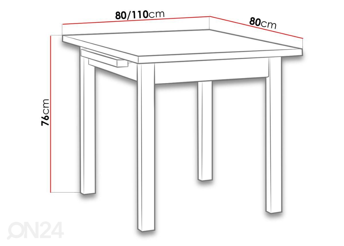 Удлиняющийся обеденный стол 80-110x80 cm увеличить размеры