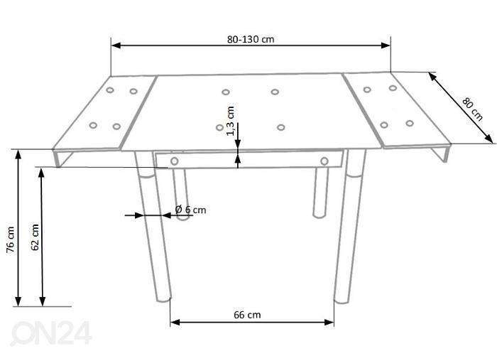 Удлиняющийся обеденный стол 80/130x80 cm увеличить размеры