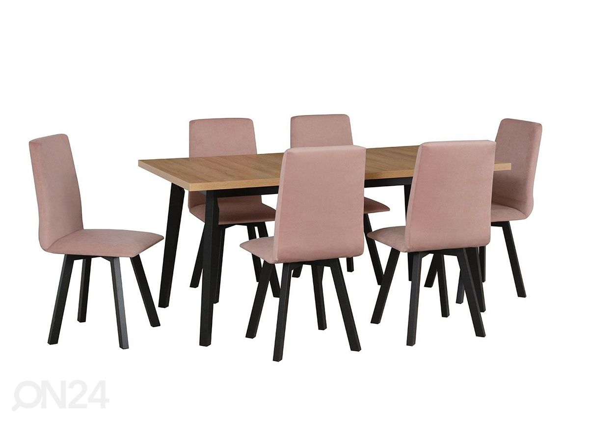 Удлиняющийся обеденный стол 80x140-180 cm + 6 стульев увеличить