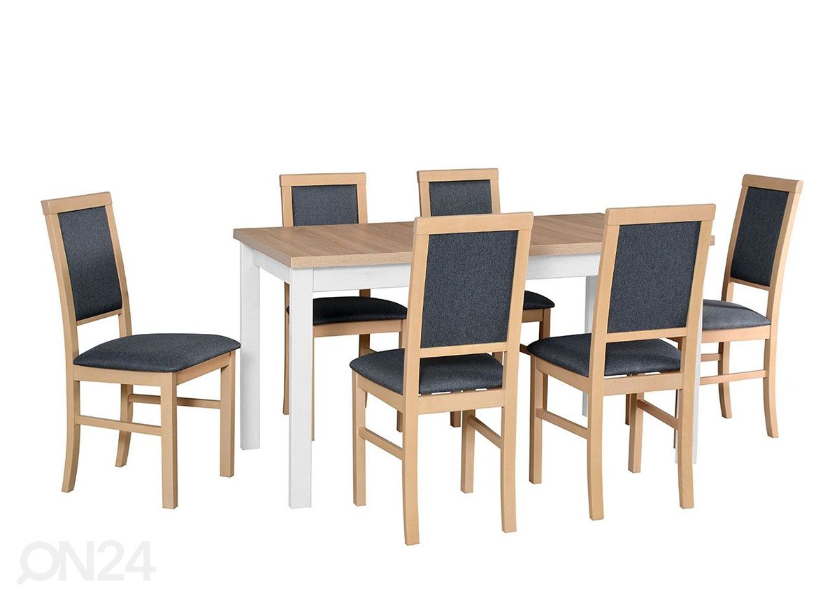 Удлиняющийся обеденный стол 80x140-180 cm + 6 стульев увеличить