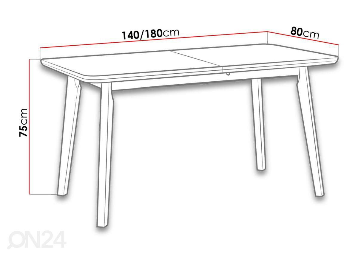 Удлиняющийся обеденный стол 80x140-180 cm + 6 стульев увеличить размеры
