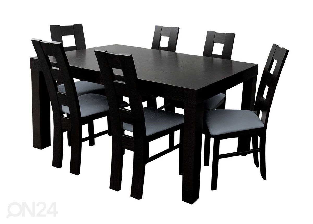 Удлиняющийся обеденный стол 90x160-210 см + 6 стульев увеличить