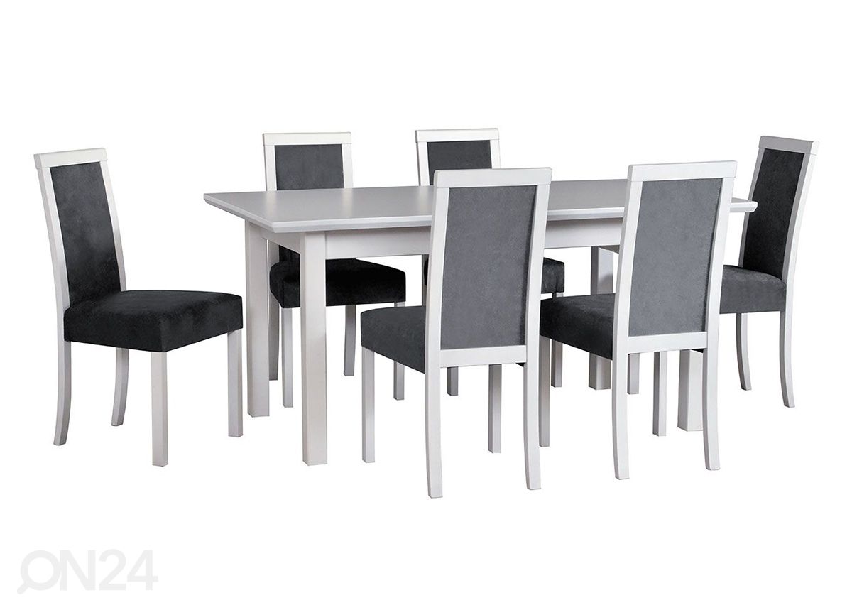 Удлиняющийся обеденный стол 90x160-240 cm + 6 стульев увеличить