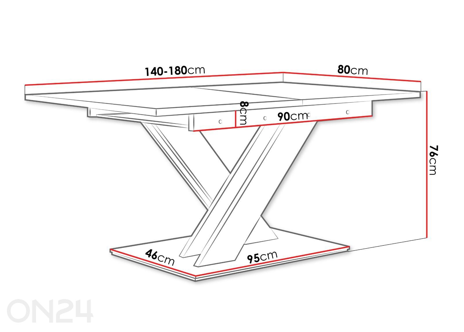 Удлиняющийся обеденный стол Bronx 80x140/180 см увеличить размеры