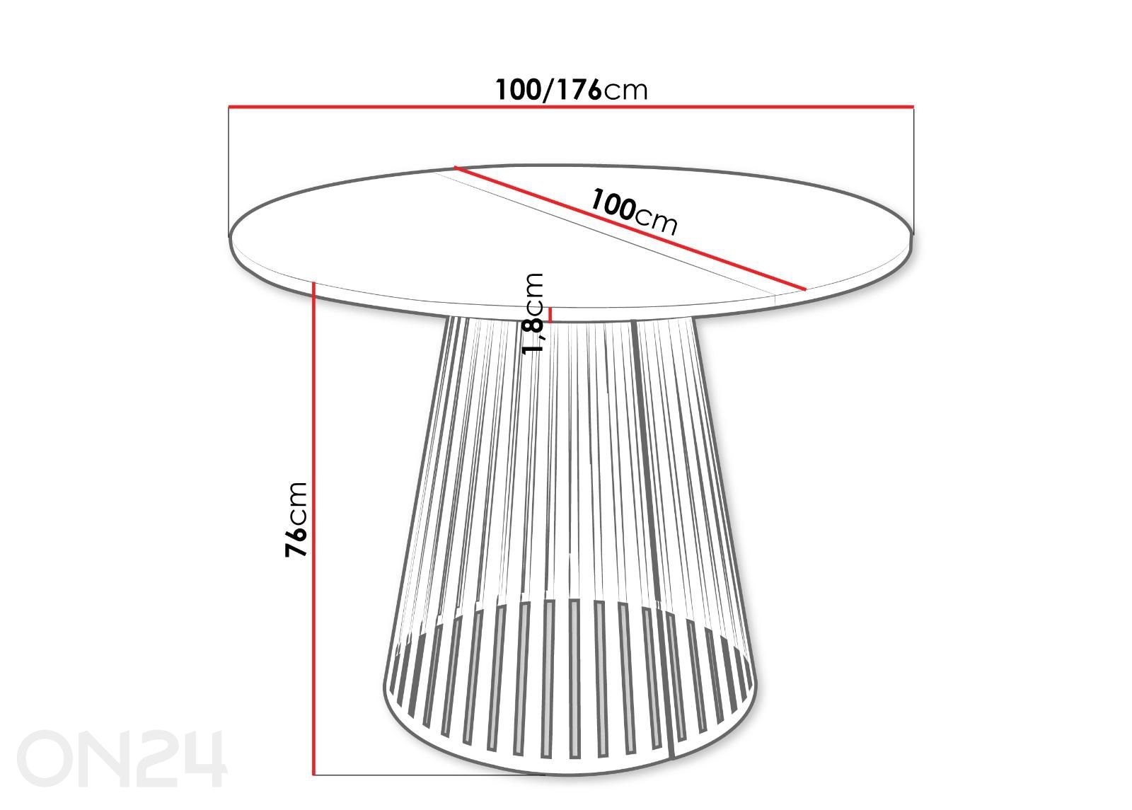 Удлиняющийся обеденный стол Cone 100x100/176 см увеличить размеры