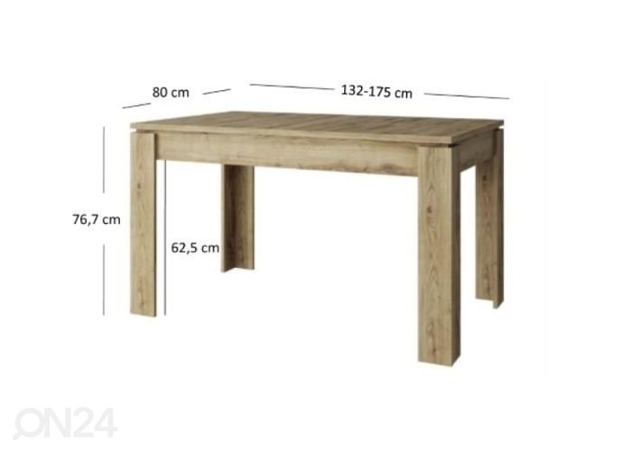 Удлиняющийся обеденный стол Doorset 80x132/175 см увеличить размеры