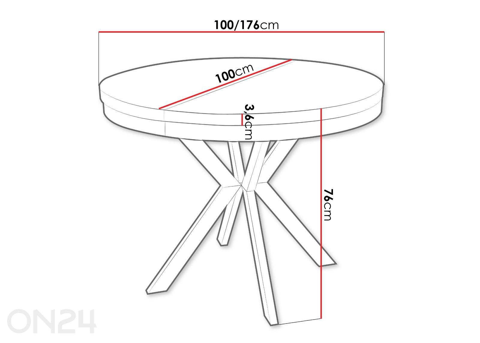 Удлиняющийся обеденный стол Edder 100x100/176 см увеличить размеры