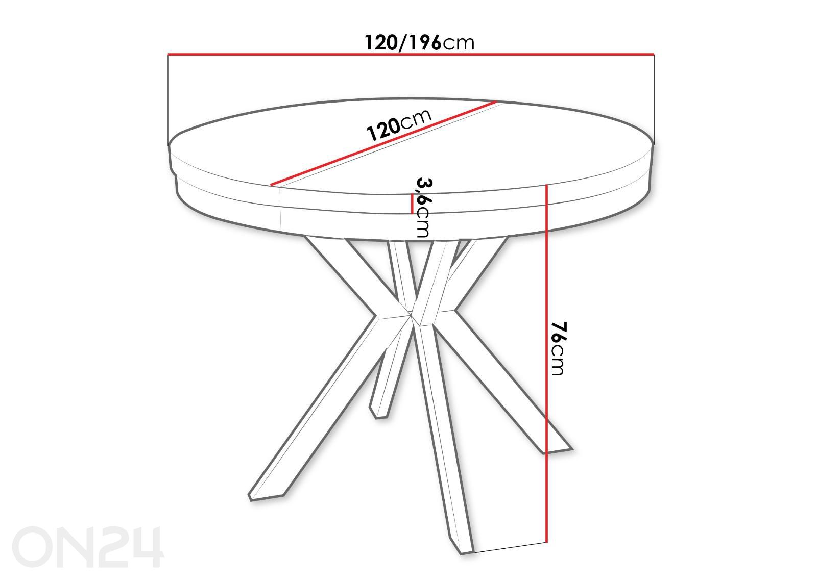 Удлиняющийся обеденный стол Edder 120x120/196 см увеличить размеры