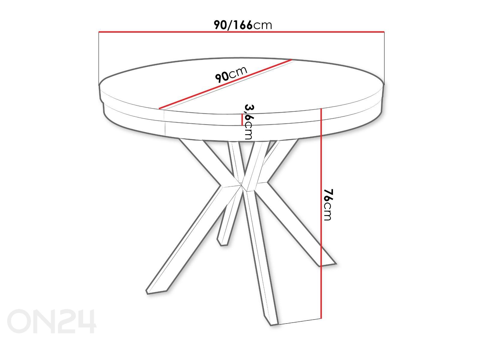 Удлиняющийся обеденный стол Edder 90x90/166 см увеличить размеры
