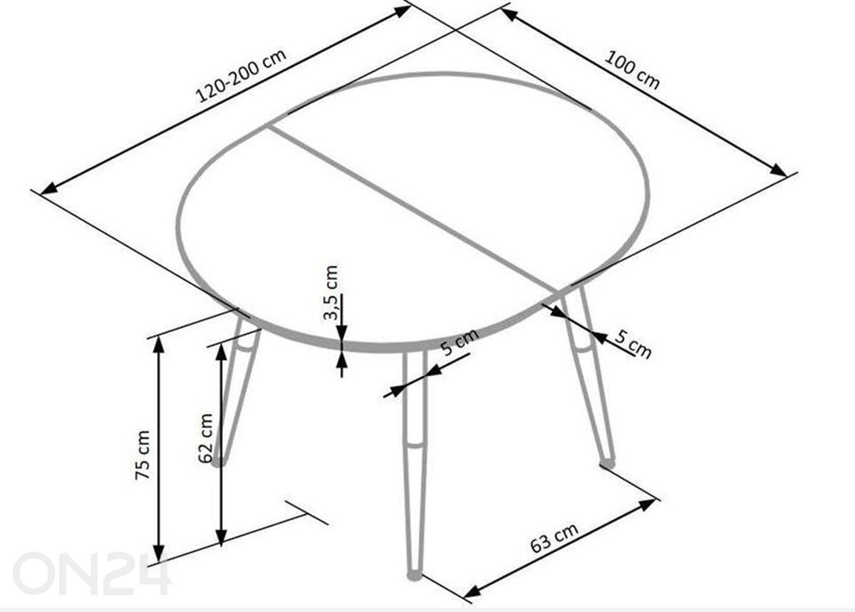 Удлиняющийся обеденный стол Edward 100x120/200 см увеличить размеры