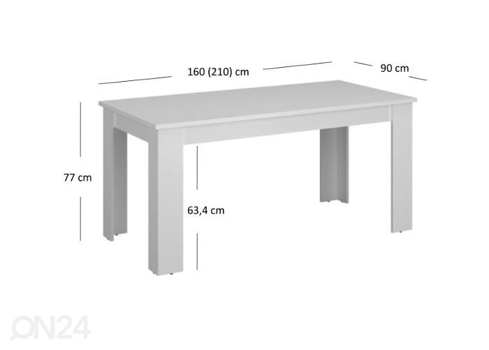 Удлиняющийся обеденный стол Erden 90x160/210 см увеличить размеры