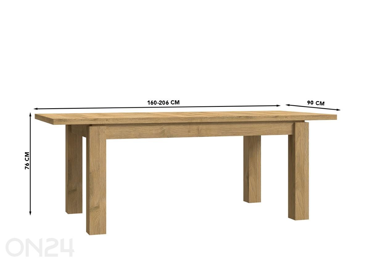 Удлиняющийся обеденный стол Havanna 90x160/206 см увеличить размеры