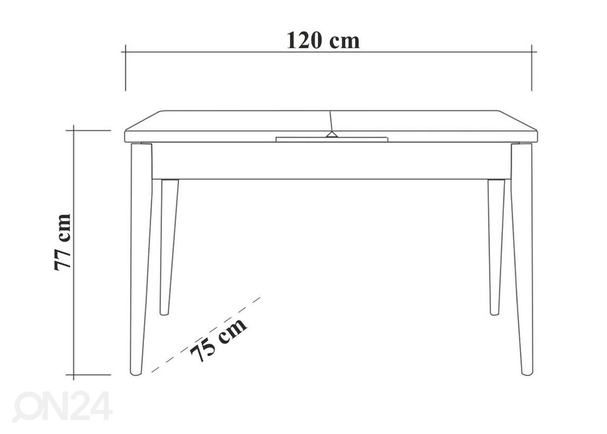 Удлиняющийся обеденный стол Juta 120-150x75 cm увеличить размеры