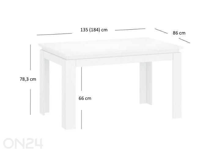 Удлиняющийся обеденный стол Lingo 86x135/184 см увеличить размеры