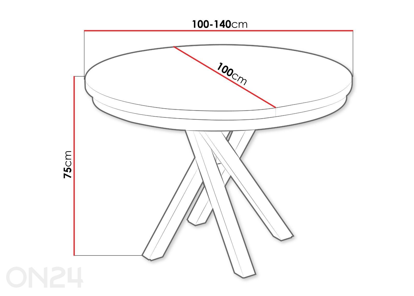 Удлиняющийся обеденный стол Malumi 100x100/140 см увеличить размеры