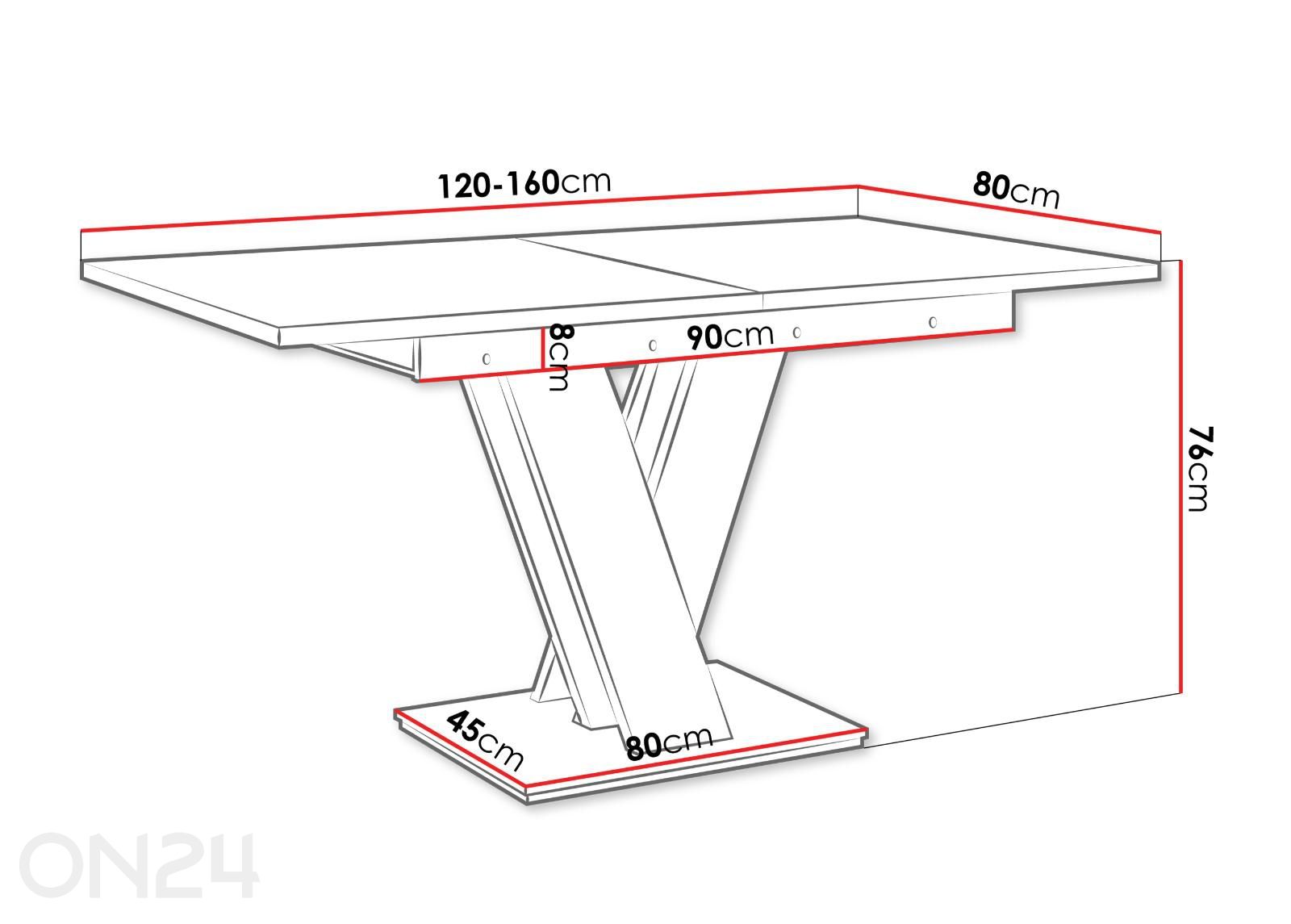 Удлиняющийся обеденный стол Mas 80x120/160 см увеличить размеры