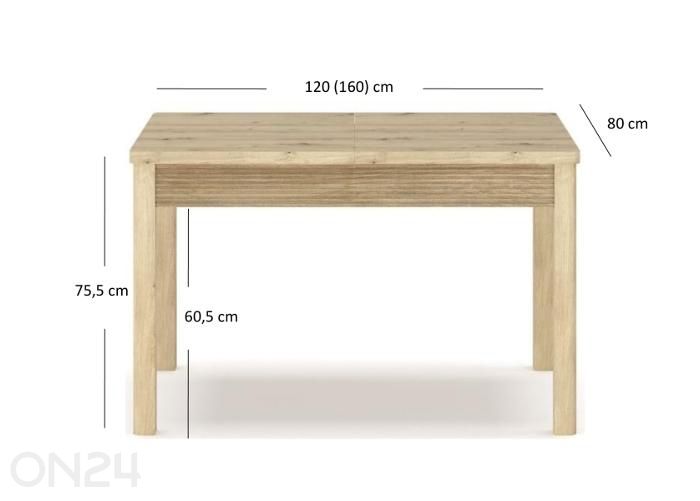 Удлиняющийся обеденный стол Moris 80x120/160 см увеличить размеры