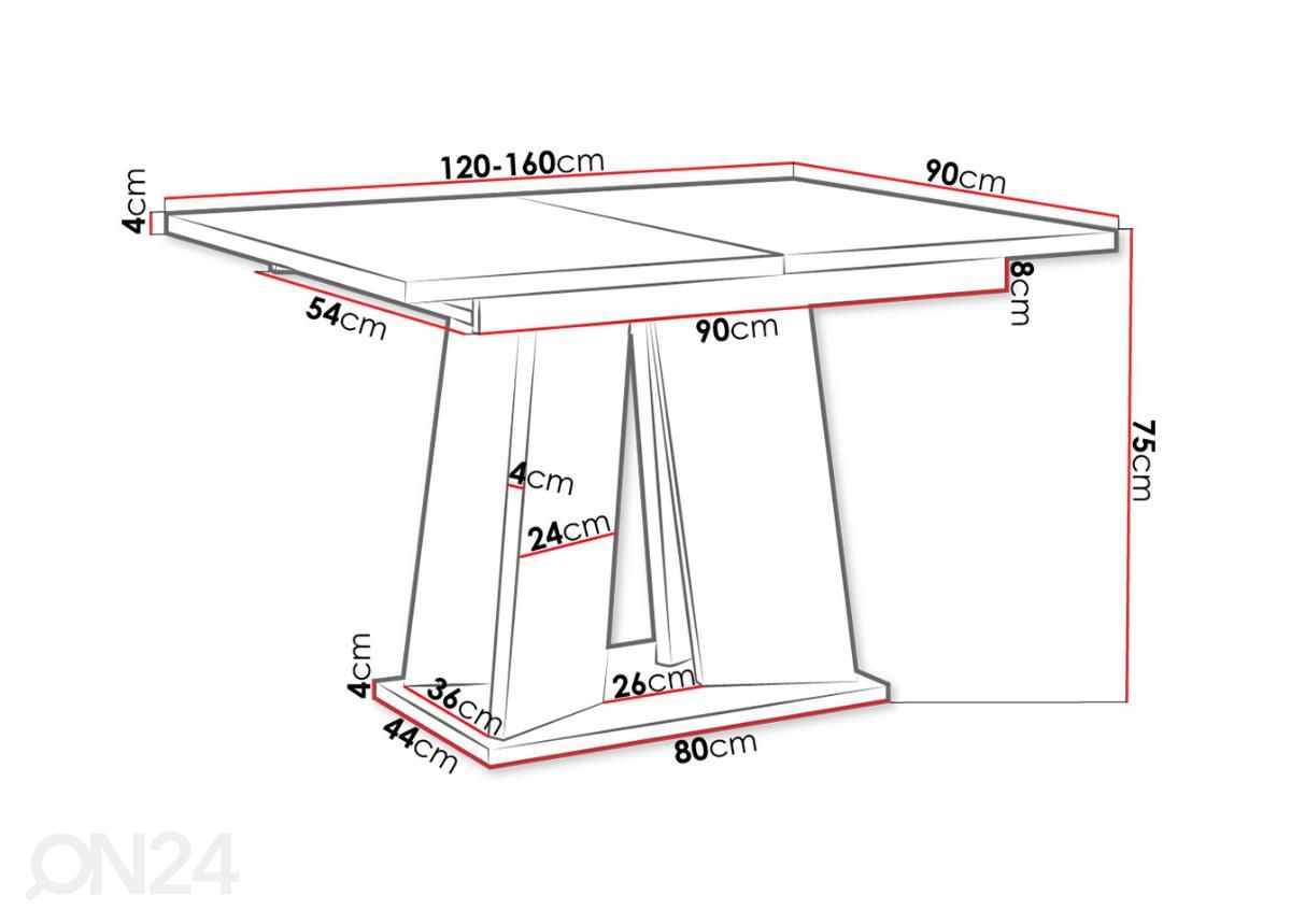 Удлиняющийся обеденный стол Mufo 90x120/160 см увеличить размеры