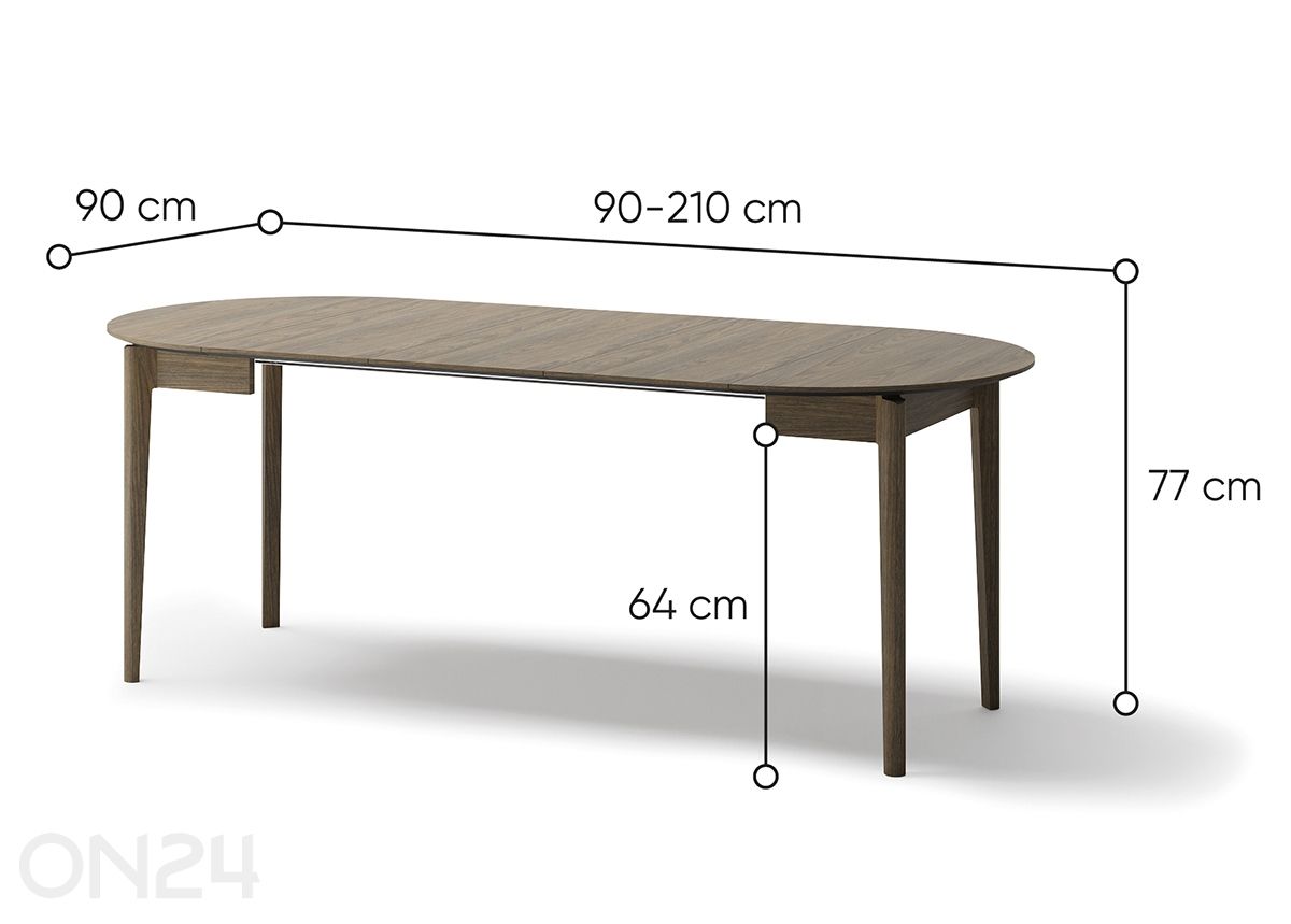 Удлиняющийся обеденный стол Plot Ø 90x90/210 см увеличить размеры