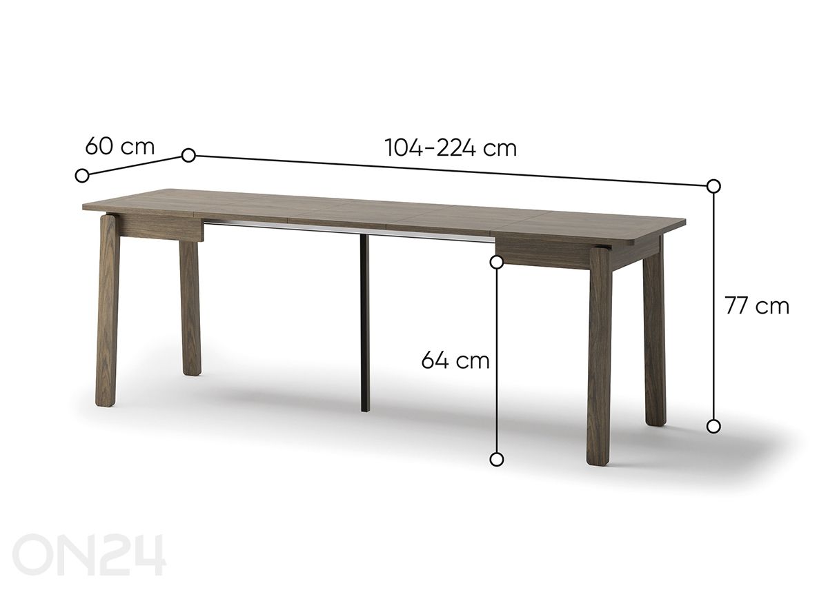 Удлиняющийся обеденный стол Plot 60x104/224 см увеличить размеры