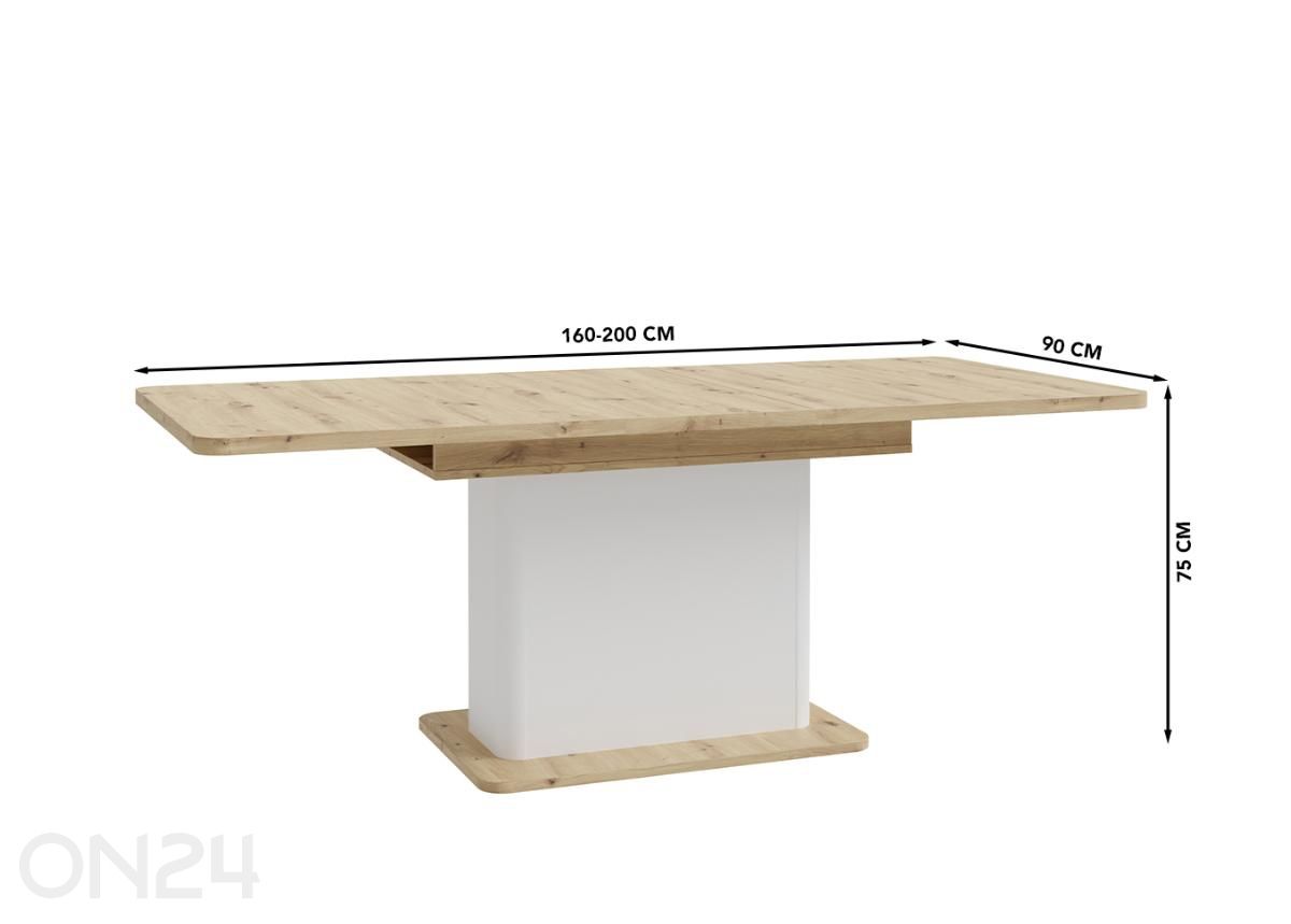 Удлиняющийся обеденный стол Wardiol 90x160/200 см увеличить размеры