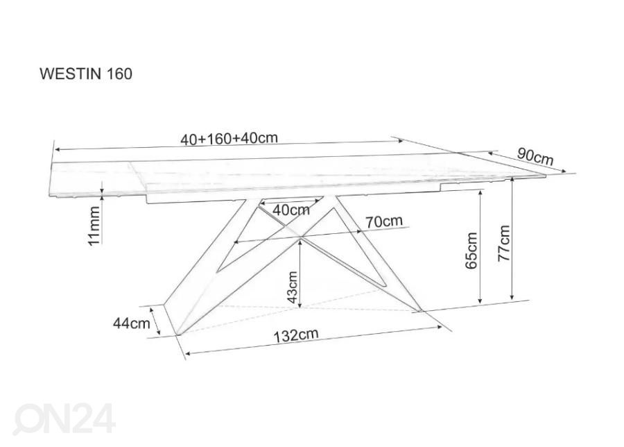 Удлиняющийся обеденный стол West 160-240x90 см увеличить размеры