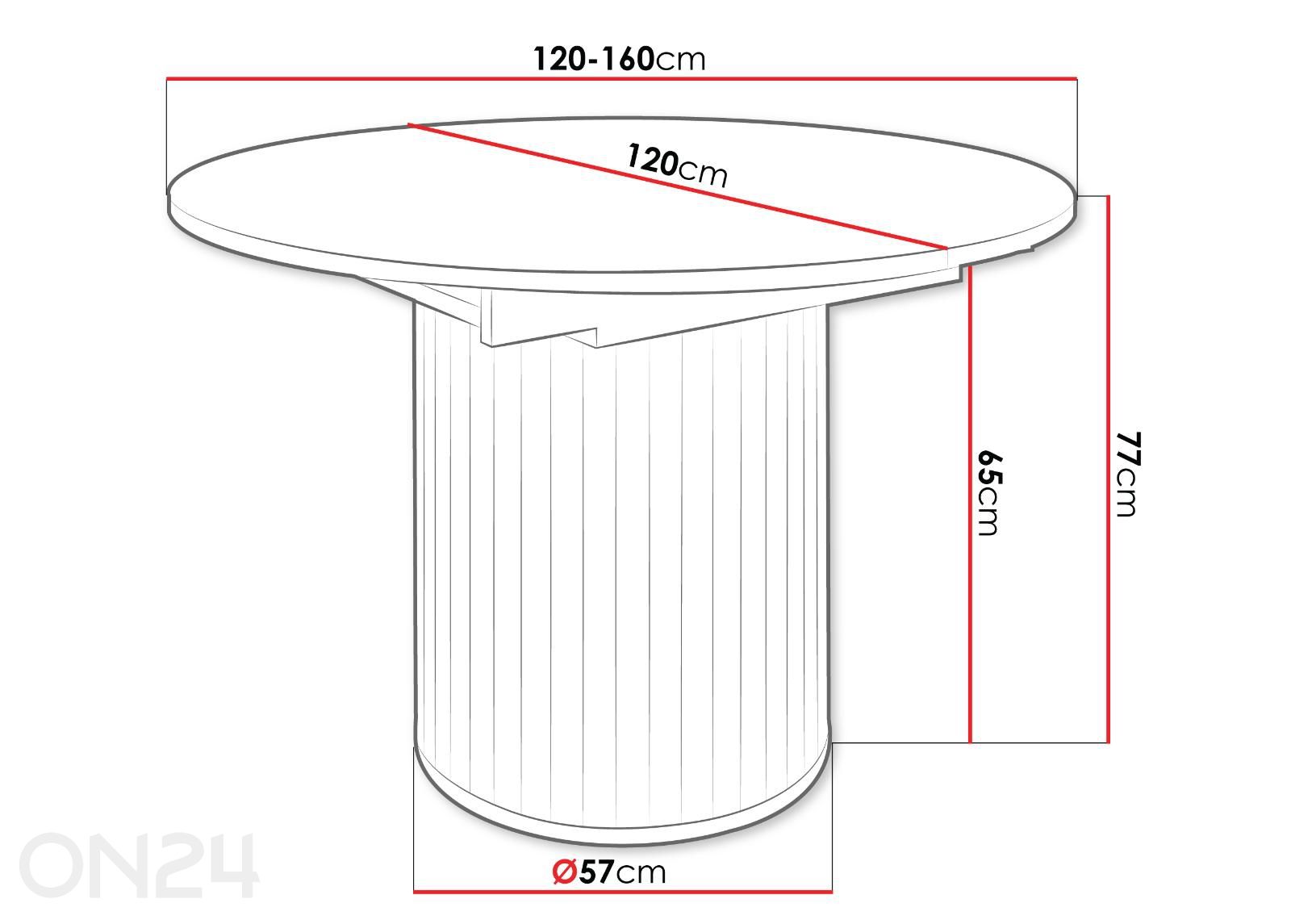 Удлиняющийся обеденный стол Zante 120x120/160 см увеличить размеры